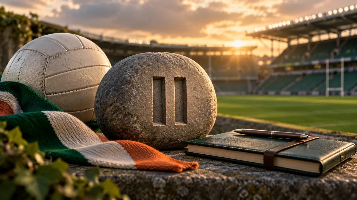 AI-generated illustration: Pause symbol, football and notebook illustrating early settlement and reflection