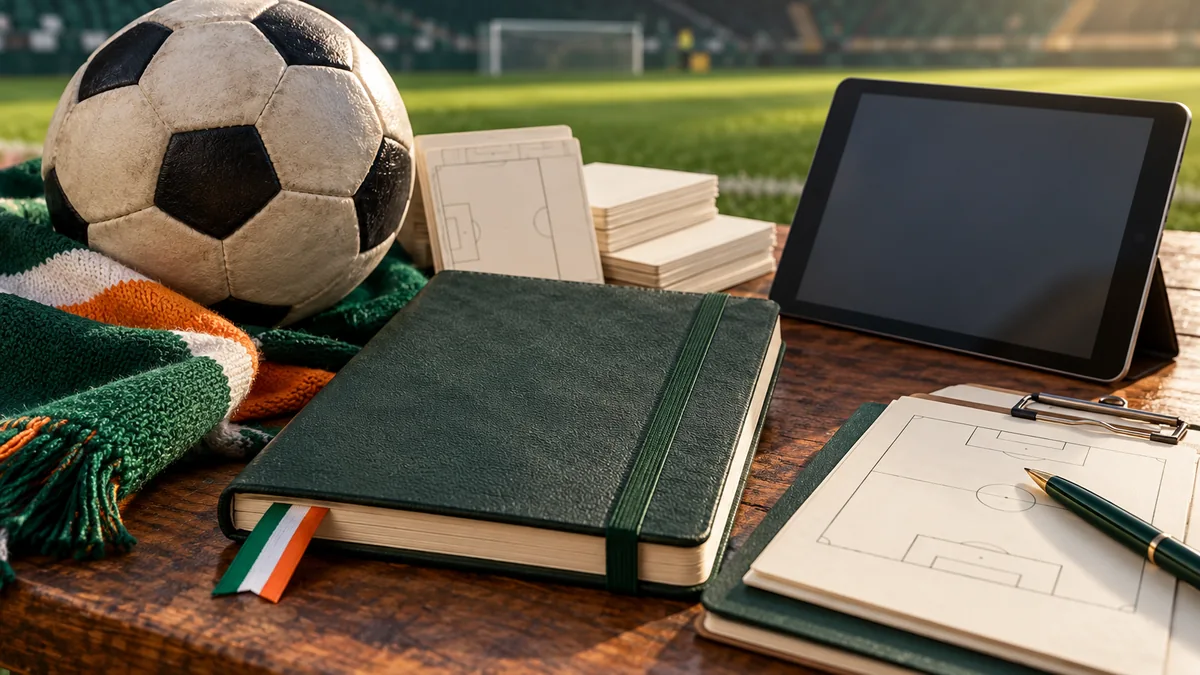 AI-generated illustration: Football, notebook and tablet illustrating sporting records and settlement